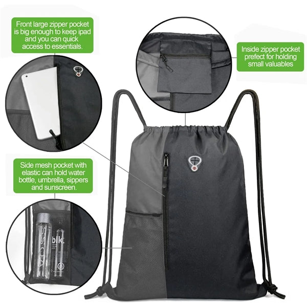 Sports Gym Drawstring Backpack Bags With Earphone Hole