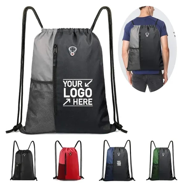 Sports Gym Drawstring Backpack Bags With Earphone Hole