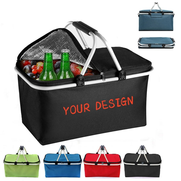 Collapsible Insulated Picnic Basket Camping Grocery