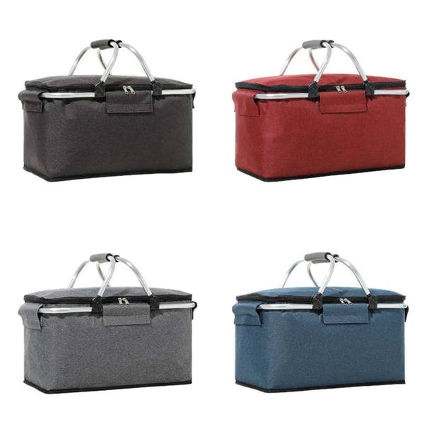 Collapsible Insulated Picnic Basket Camping Grocery