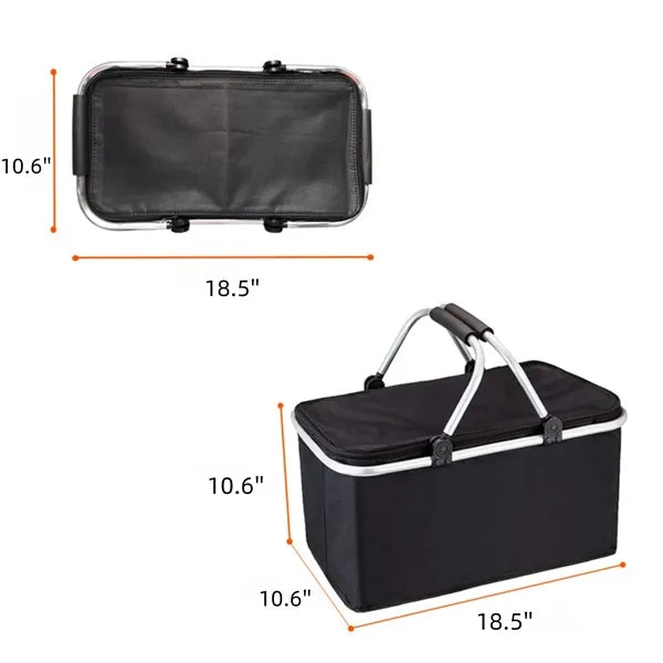 Collapsible Insulated Picnic Basket Camping Grocery