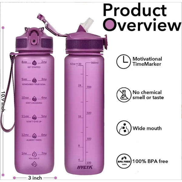 32 Oz Time Marker Water Bottle with Lanyard