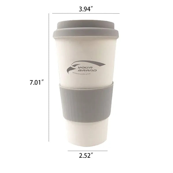 Eco-Friendly Bamboo Fiber Coffee Cup with Silicone Sleeve