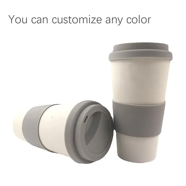 Eco-Friendly Bamboo Fiber Coffee Cup with Silicone Sleeve