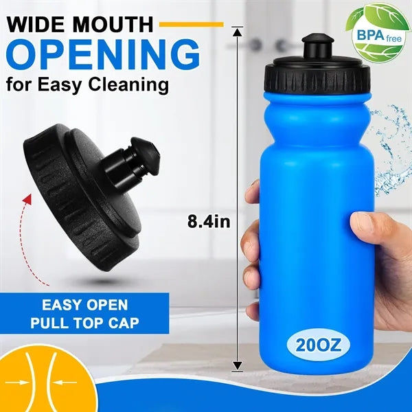 20 OZ Sports Squeeze Water Bottles For Cycling