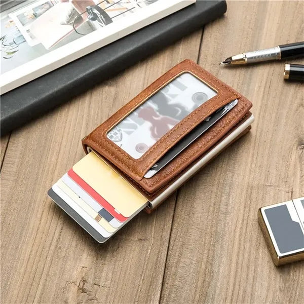 Pop up Card Holder RFID Slim Wallets With Money Pocket