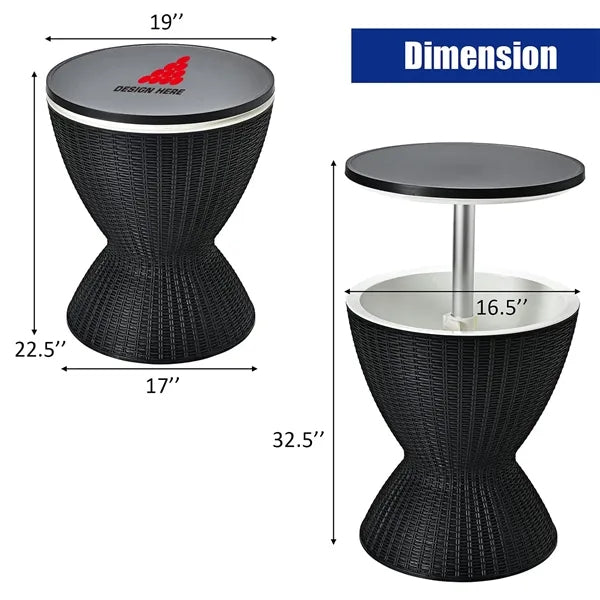 Rattan Style Outdoor Cocktail Patio Bar Tables