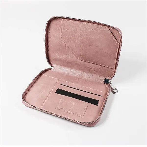 RFID PU Leather Multifunction Zipper Passport Holder