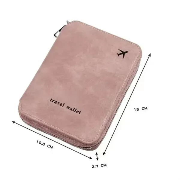 RFID PU Leather Multifunction Zipper Passport Holder