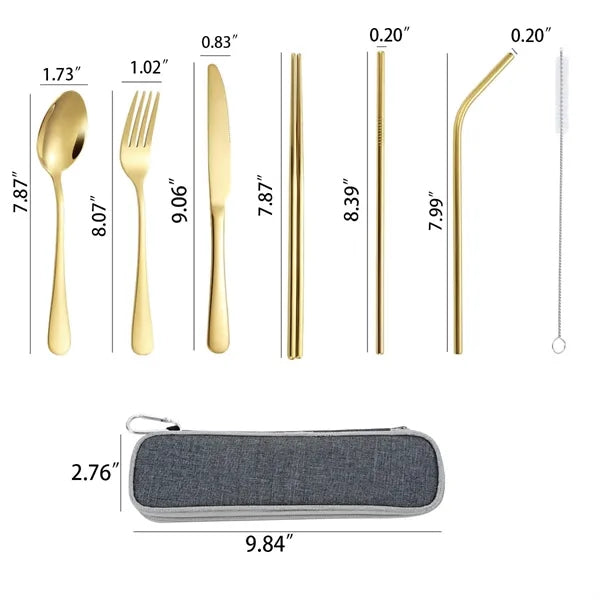 6-Piece Stainless Steel Outdoor Camping Cutlery Set Flatware