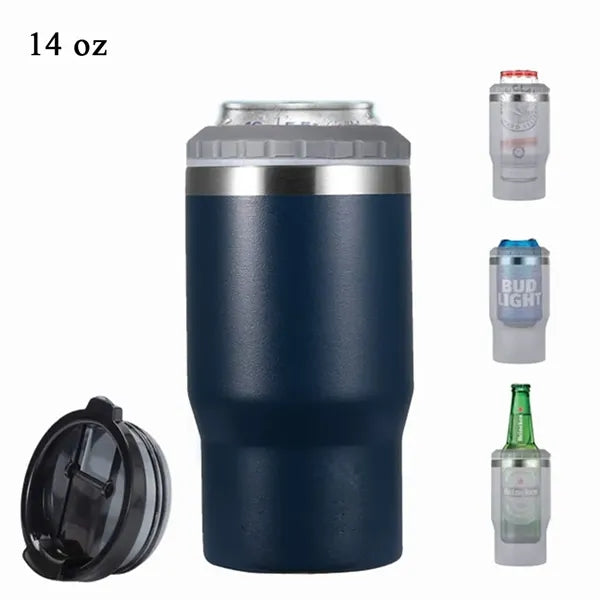 14oz 4-in-1 Stainless Steel Can Holder With 2 Lids
