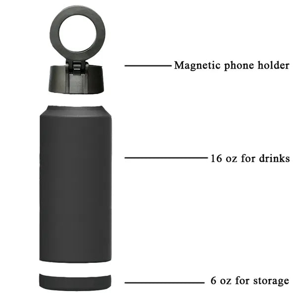26oz Insulated Water Bottle with Phone Holder&Storage space