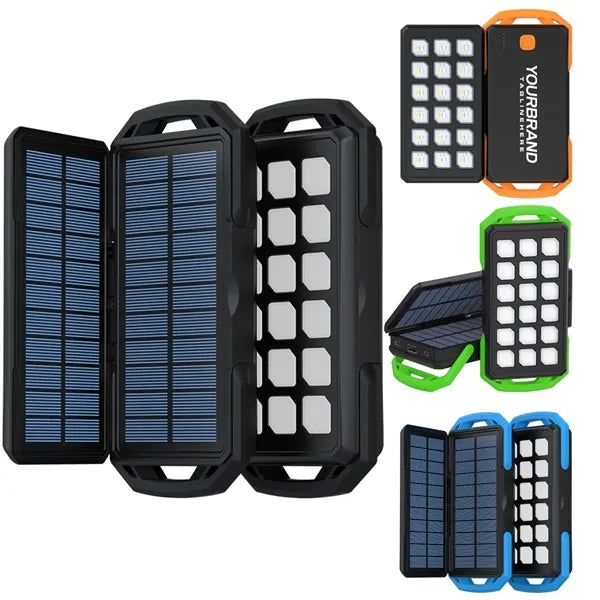 Outdoor Portable Solar Power Bank Charger With Camping Lamp