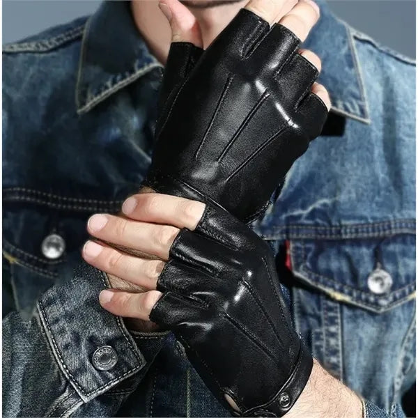 Leather Half Finger Gloves