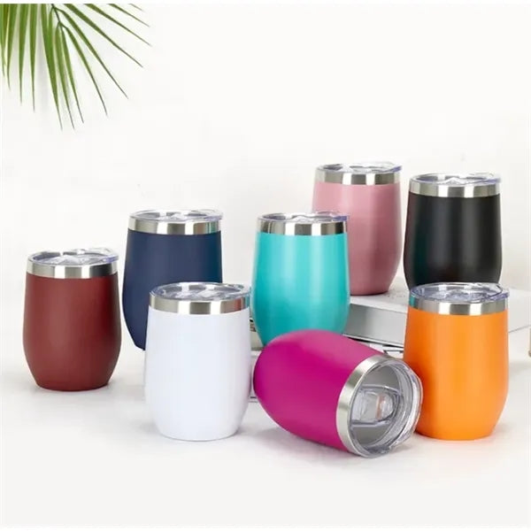 12 oz Stainless Steel Wine Tumbler w/ Lid
