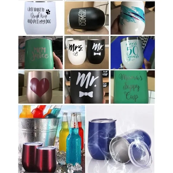 12 oz Stainless Steel Wine Tumbler w/ Lid