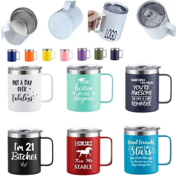 12 oz Stainless Steel Glasses with Handle