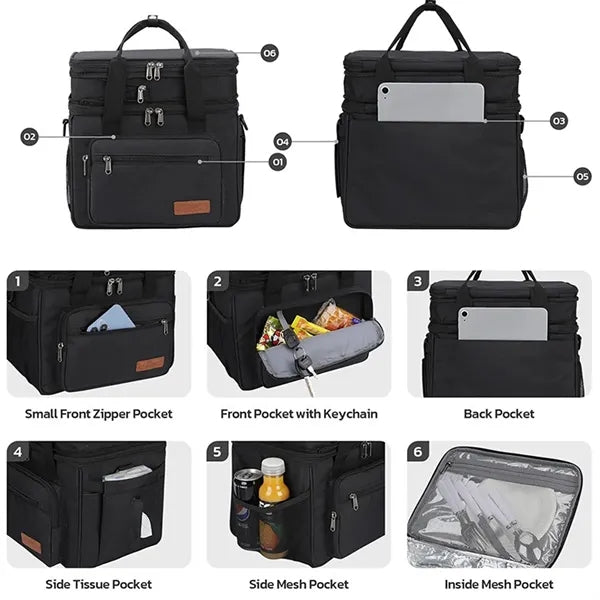 23L Double Deck Insulated Cooler Lunch Bag