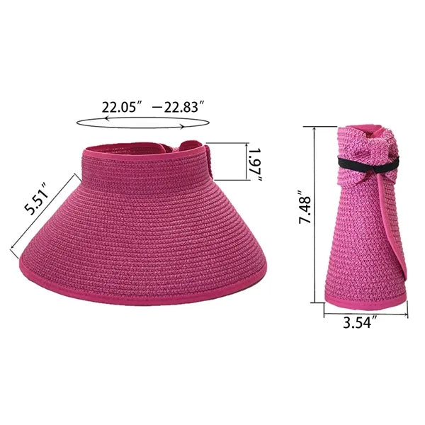 Women's Foldable Wide Brim Roll Up Summer Sun Visor Hat