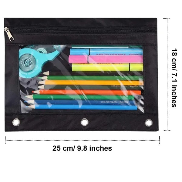 Pencil Pouches For 3 Ring Binder With Smooth Zipper