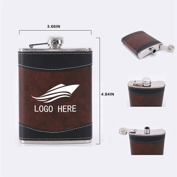 Elegantsip Leather Clad Hip Flask Stainless Steel Whiskey