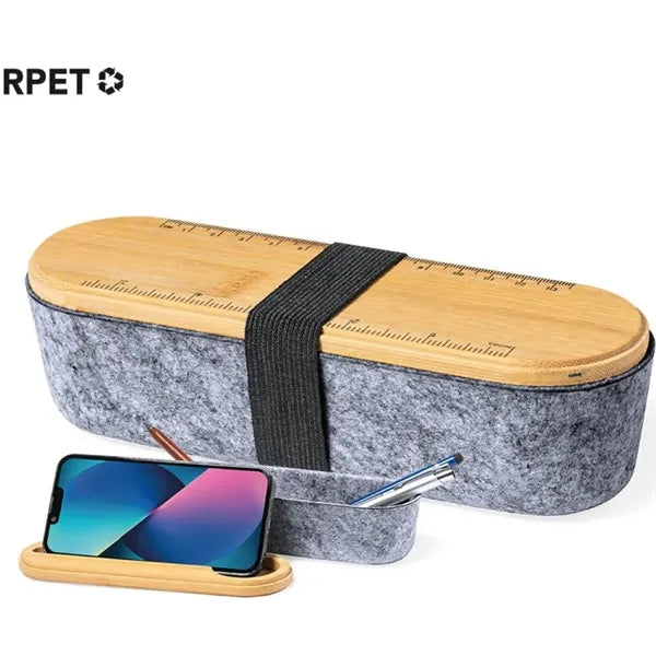 Recycled Felt Bamboo Pencil Case
