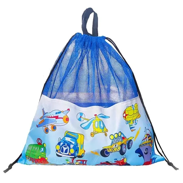 Color Printing Beach Mesh Drawstring Backpack