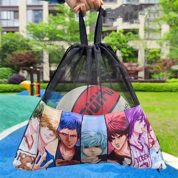 Color Printing Beach Mesh Drawstring Backpack