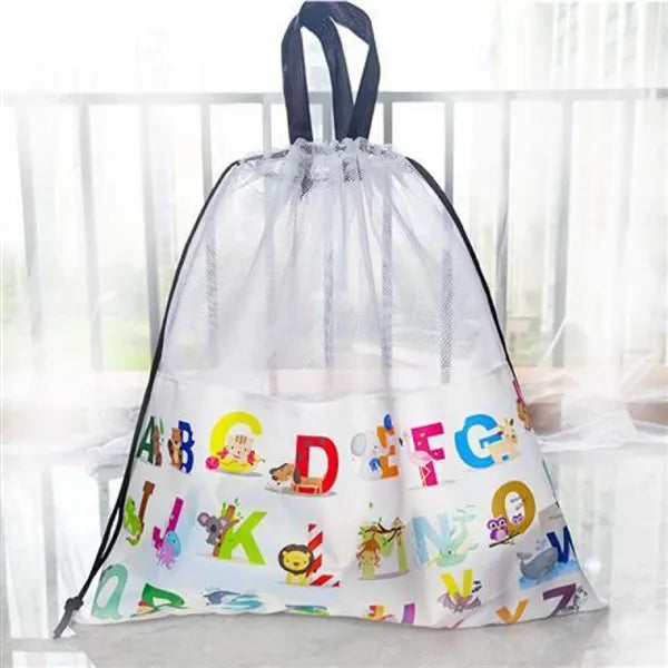 Color Printing Beach Mesh Drawstring Backpack