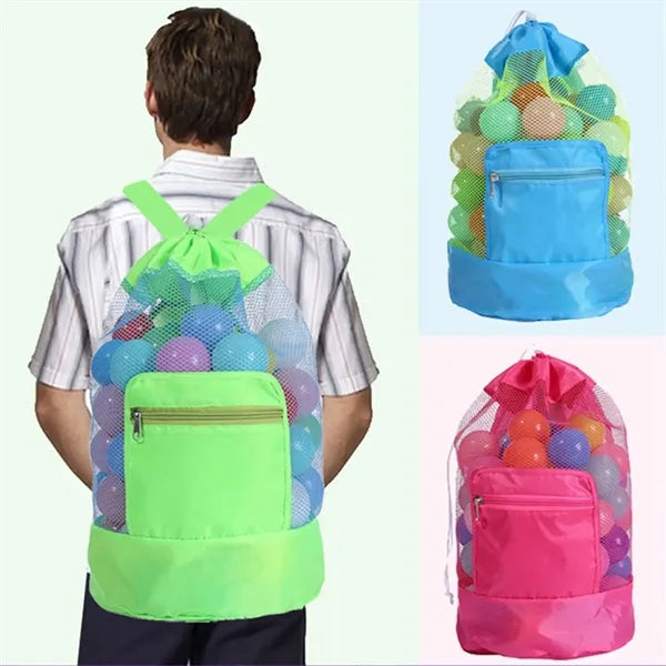Collapsible Beach Mesh Drawstring Backpack