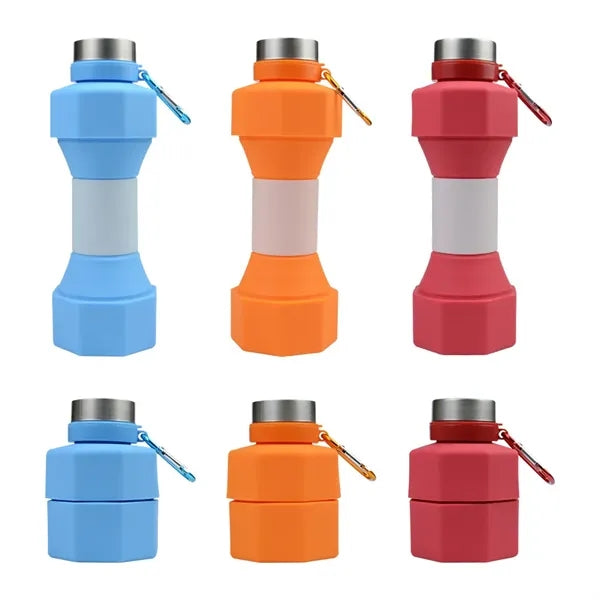 Folding portable Silicone Dumbbell Shape Water Bottle