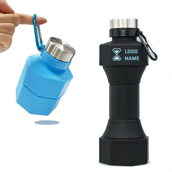 Folding portable Silicone Dumbbell Shape Water Bottle
