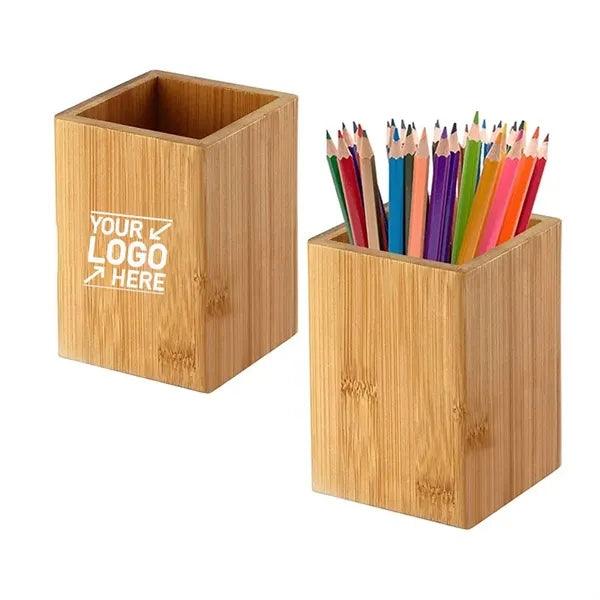 Natural Bamboo Solid Wood Pen Pencil Holder For Desk