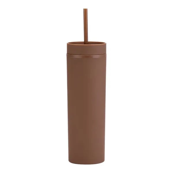 16 Oz. Skinny Tumblers With Lids And Straw