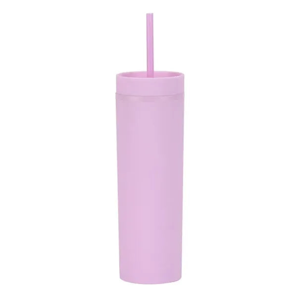 16 Oz. Skinny Tumblers With Lids And Straw