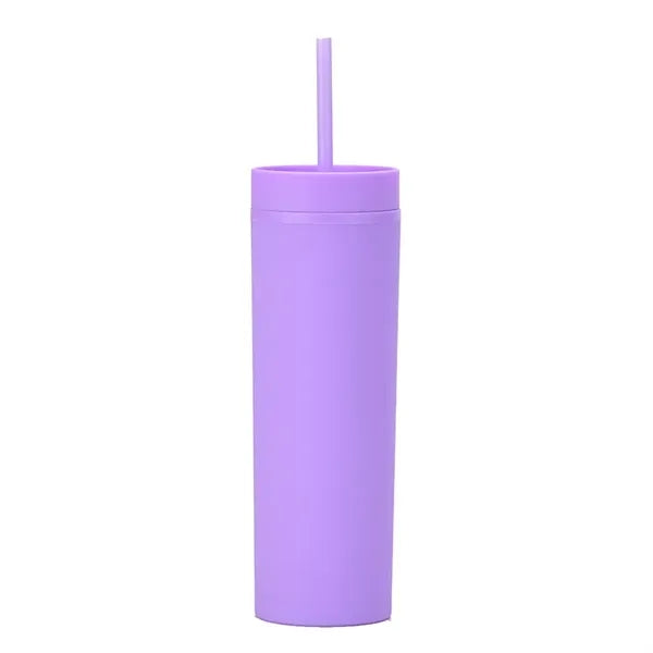 16 Oz. Skinny Tumblers With Lids And Straw