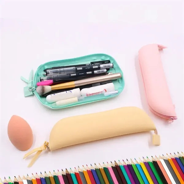 Silicone Zipper Pencil Pouch Waterproof Stationery Bag