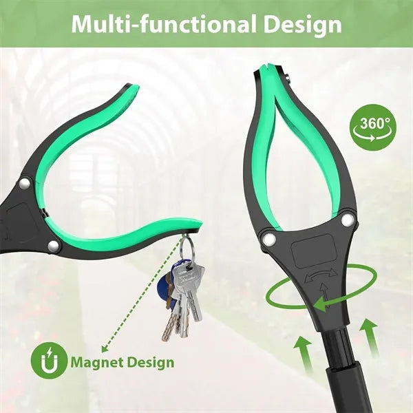 Foldable Grabber Pickup Tool with Rotating Jaw & Magnet