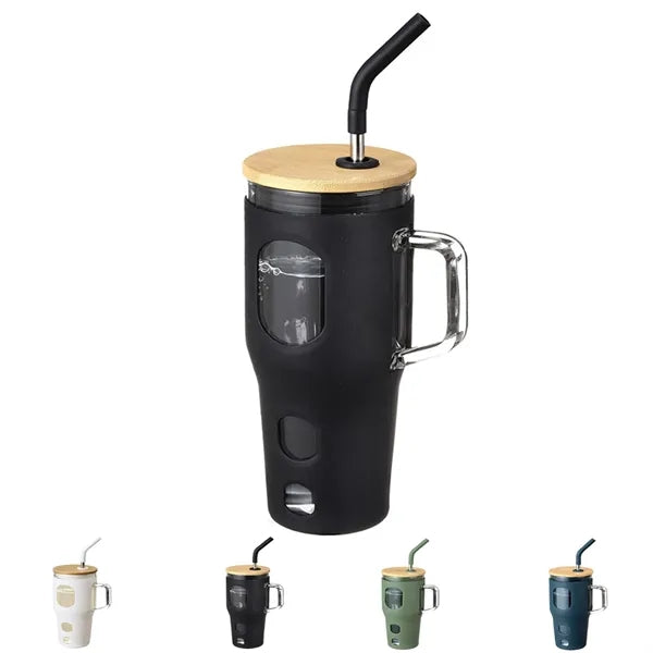 32 Oz. Glass Tumbler With Bamboo Lid