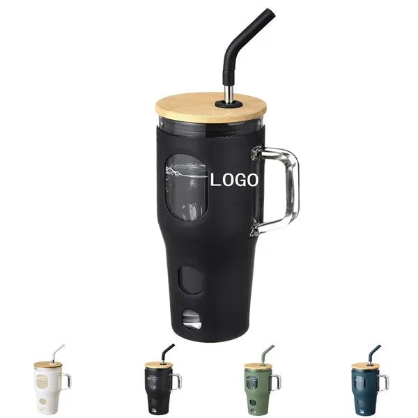 32 Oz. Glass Tumbler With Bamboo Lid