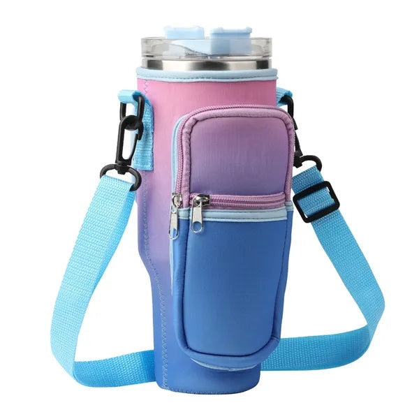 Water Bottle Carrier Pouch with Phone Pocket for Tumbler