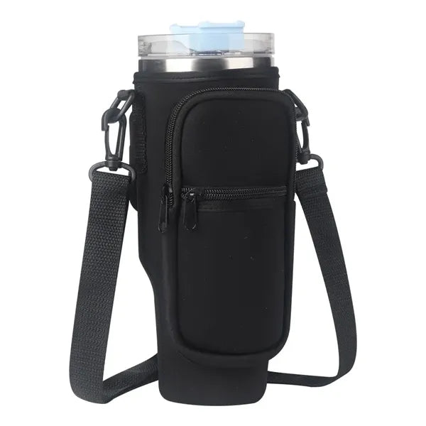 Water Bottle Carrier Pouch with Phone Pocket for Tumbler