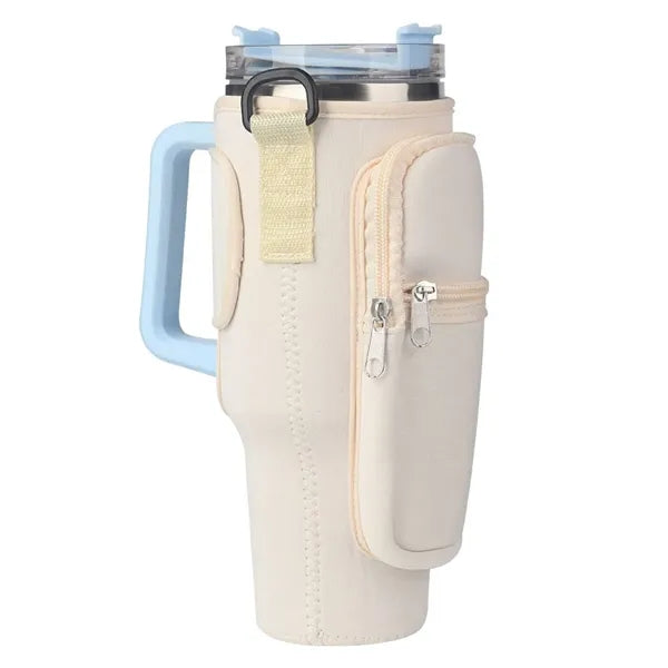 Water Bottle Carrier Pouch with Phone Pocket for Tumbler