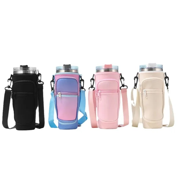 Water Bottle Carrier Pouch with Phone Pocket for Tumbler