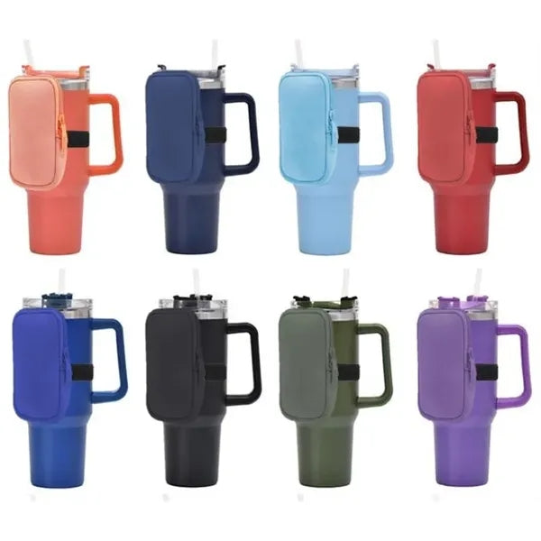 Water Bottle Carrier Pouch with Phone Pocket for Tumbler