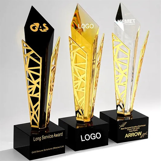 Luxury Metal Gold Diamond Crystal Awards