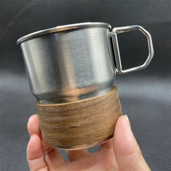 Outdoor Camping Portable Foldable Handle Cup With Straw Lid