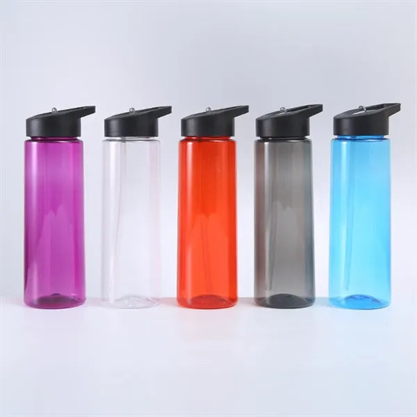 Portable Sports Water Bottle With Dustproof Flip-Top Straw