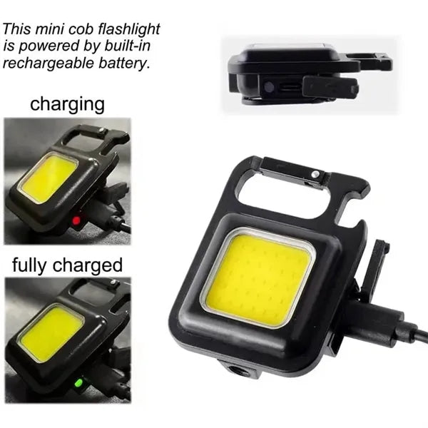 Multi Function LED COB Mini Rechargeable Flashlight Keychain