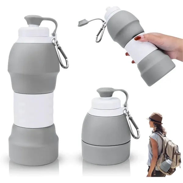 20 oz BPA Free Collapsible Water Bottle W/Carabiner